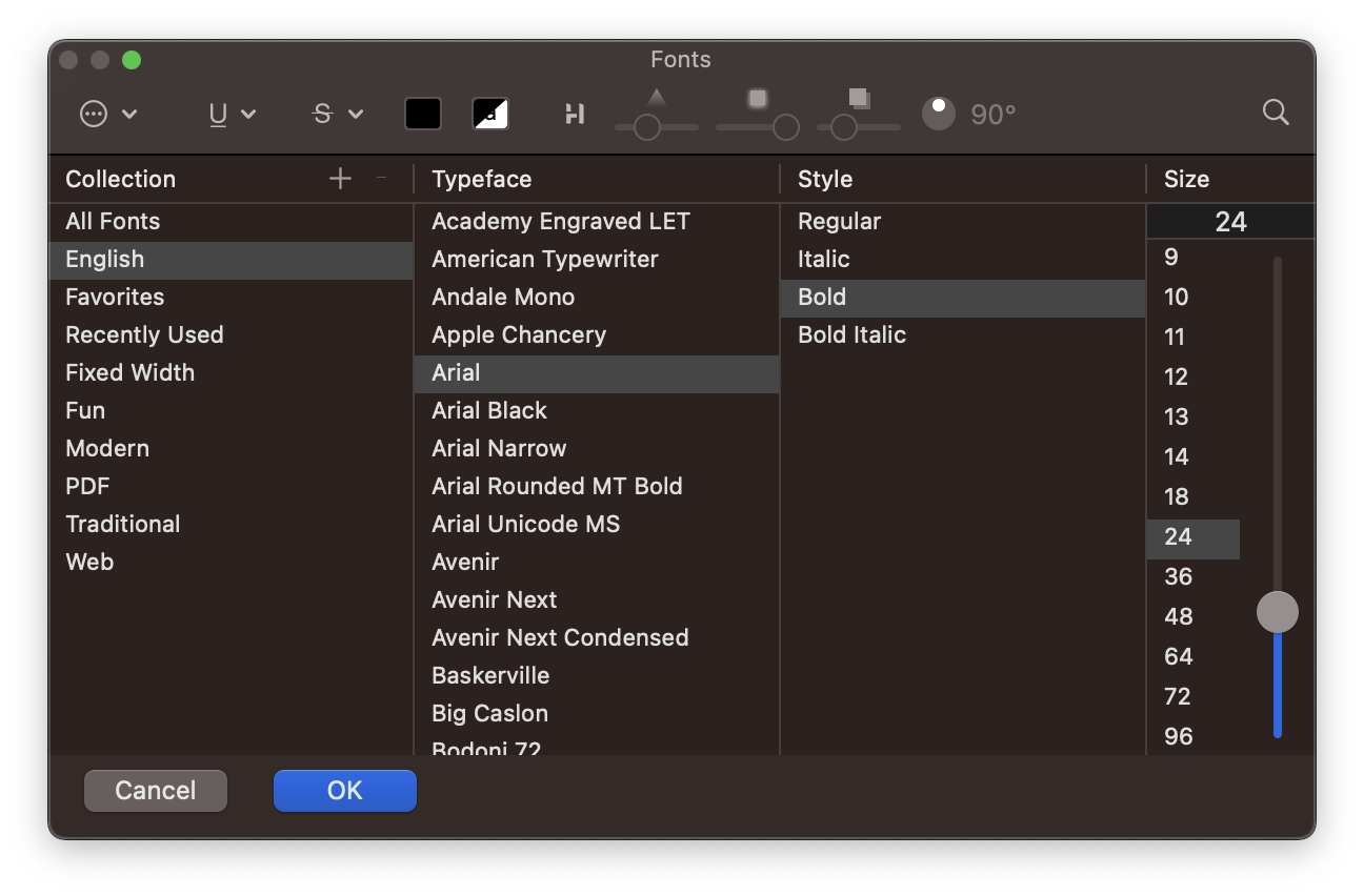 wxWidgets font chooser dialog on macOS