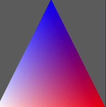 The triangle with blue, white and red corners and a smooth gradient between them