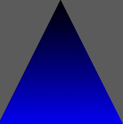 The triangle with wrong colors: dark at the top and plain blue at the bottom